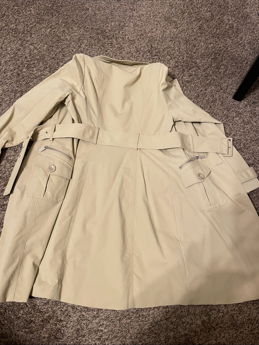 New York & Company Light Beige Trench Coat with Belt - Picture 4 of 5